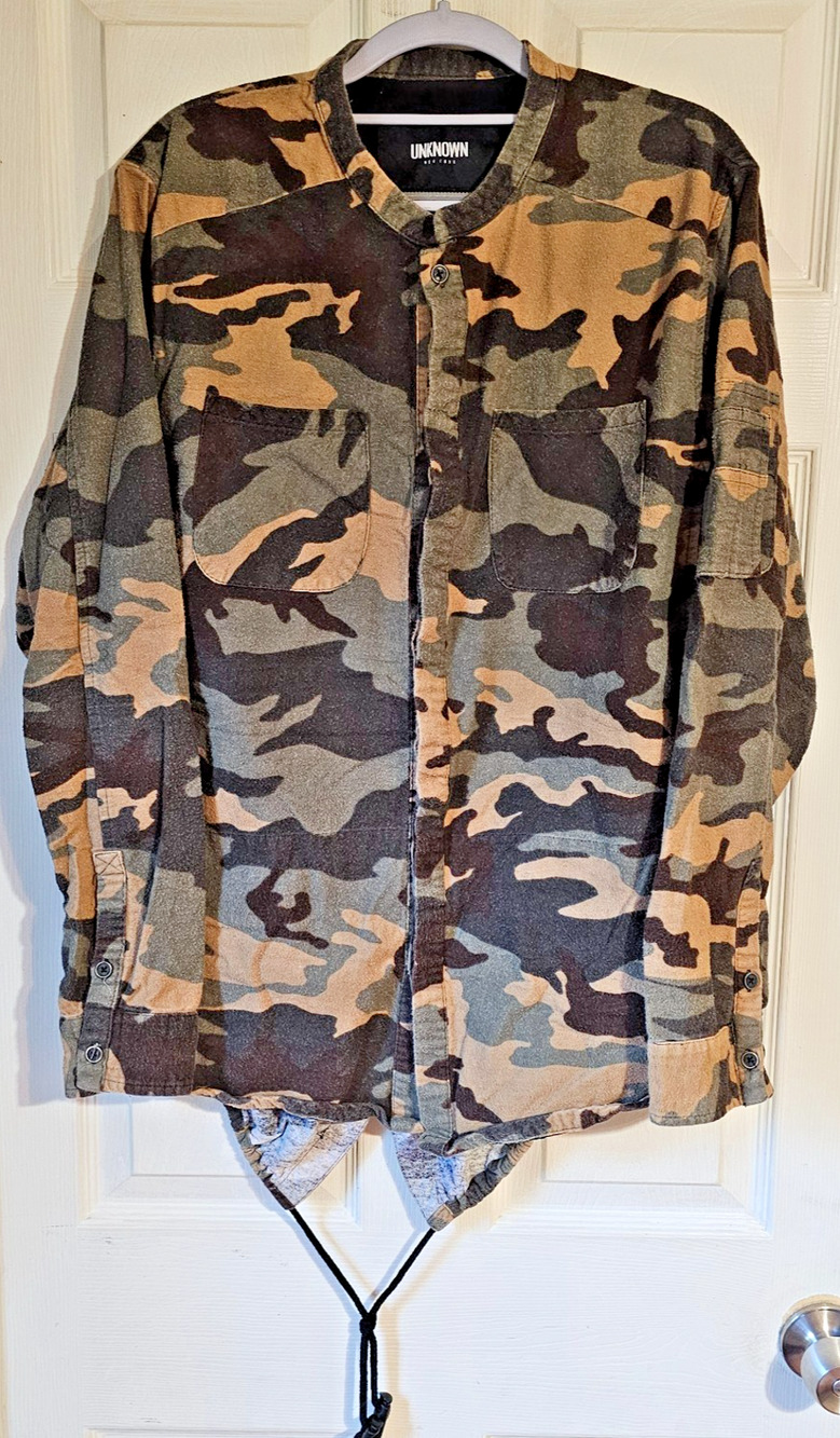 UNKNOWN New York Streetwear XL Camo Longline Military Utility Shirt Zip